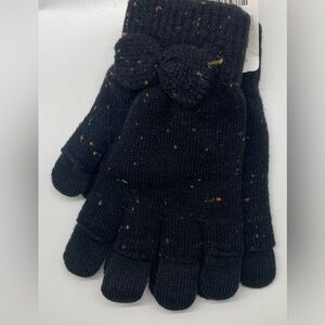 NWT Neiman Marcus Knit Gloves in Black with colored specs